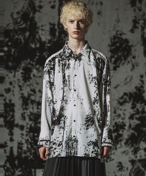 NO ID.（ノーアイディ）の「【NO ID.】Abstracts Print Long Shirt / Abstractsプリントロングシャツ（シャツ/ブラウス・メンズ・ホワイト/ブラック・ONE SIZE）」の14枚目の写真