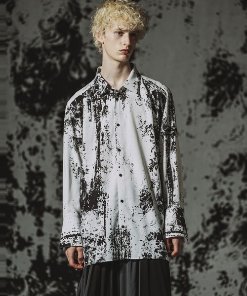 NO ID.（ノーアイディ）の「【NO ID.】Abstracts Print Long Shirt / Abstractsプリントロングシャツ（シャツ/ブラウス・メンズ・ホワイト/ブラック・ONE SIZE）」の15枚目の写真