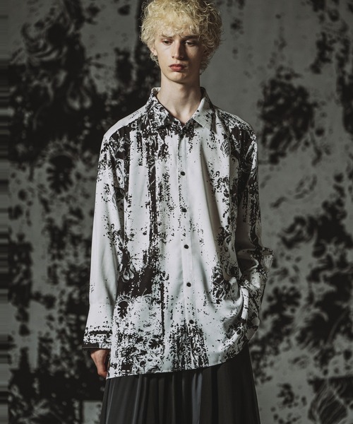 NO ID.（ノーアイディ）の「【NO ID.】Abstracts Print Long Shirt / Abstractsプリントロングシャツ（シャツ/ブラウス・メンズ・ホワイト/ブラック・ONE SIZE）」の16枚目の写真