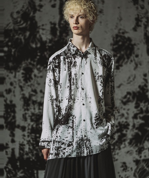 NO ID.（ノーアイディ）の「【NO ID.】Abstracts Print Long Shirt / Abstractsプリントロングシャツ（シャツ/ブラウス・メンズ・ホワイト/ブラック・ONE SIZE）」の17枚目の写真