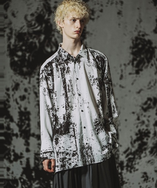 NO ID.（ノーアイディ）の「【NO ID.】Abstracts Print Long Shirt / Abstractsプリントロングシャツ（シャツ/ブラウス・メンズ・ホワイト/ブラック・ONE SIZE）」の13枚目の写真