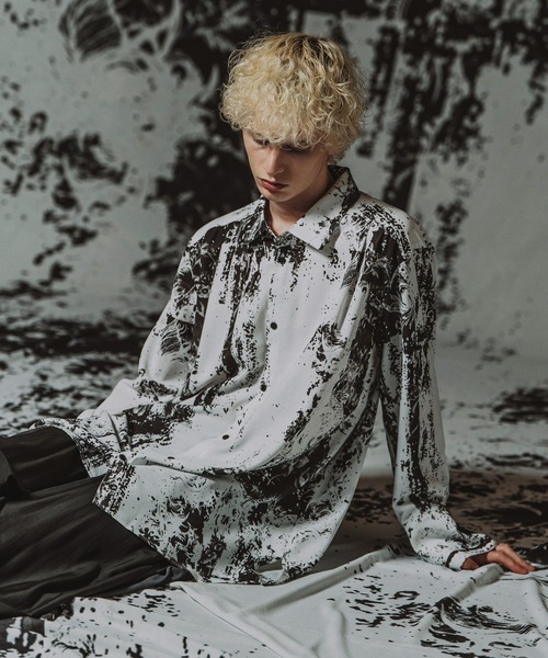 NO ID.（ノーアイディ）の「【NO ID.】Abstracts Print Long Shirt / Abstractsプリントロングシャツ（シャツ/ブラウス・メンズ・ホワイト/ブラック・ONE SIZE）」の18枚目の写真