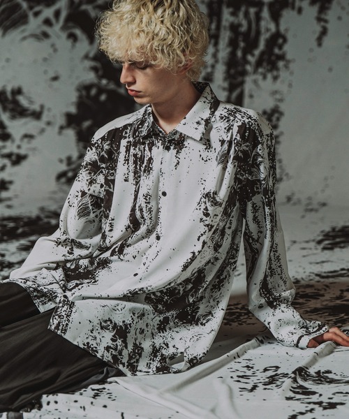 NO ID.（ノーアイディ）の「【NO ID.】Abstracts Print Long Shirt / Abstractsプリントロングシャツ（シャツ/ブラウス・メンズ・ホワイト/ブラック・ONE SIZE）」の19枚目の写真