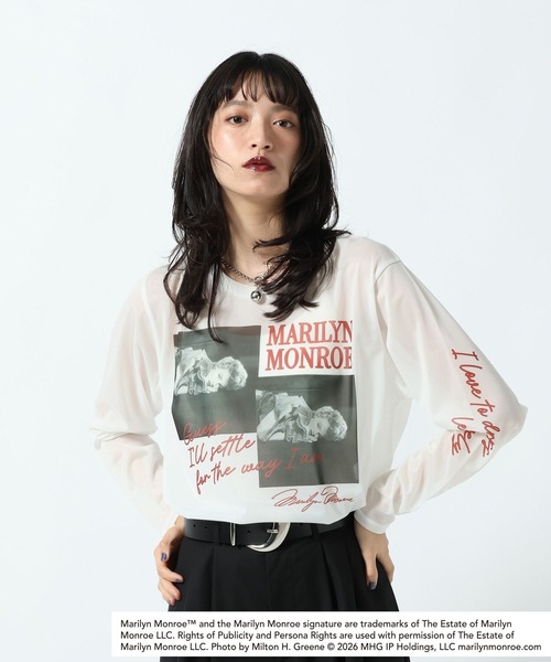 PAGEBOY(ページボーイ)の「【Marilyn Monroe】フォトシアーロングスリーブ(Tシャツ/カットソー・レディース・ブラック/オフホワイト・FREE)」の2枚目の写真