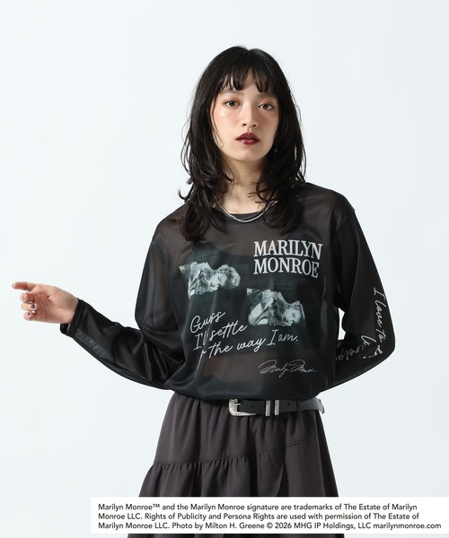 PAGEBOY(ページボーイ)の「【Marilyn Monroe】フォトシアーロングスリーブ(Tシャツ/カットソー・レディース・ブラック/オフホワイト・FREE)」の1枚目の写真
