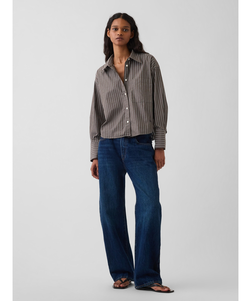 GAP(ギャップ)の「オーガニックコットン ポプリン オーバーサイズ クロップドシャツ(シャツ/ブラウス・レディース・その他/ブラウン/キャメル・XS/S/M/L/XXS)」の11枚目の写真