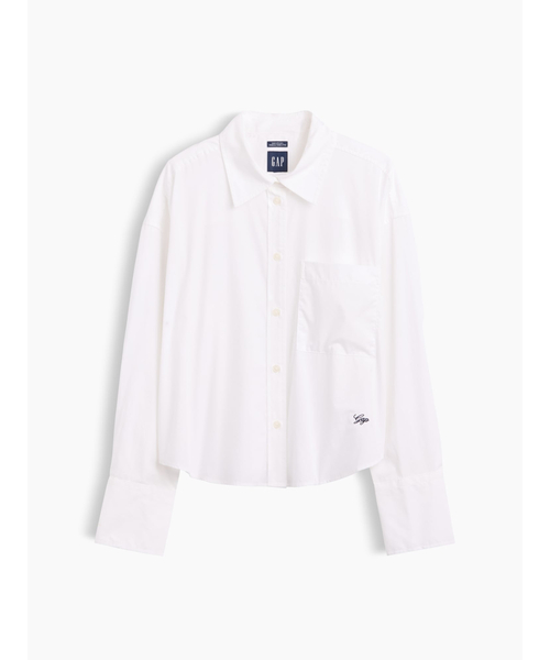 GAP(ギャップ)の「オーガニックコットン ポプリン オーバーサイズ クロップドシャツ(シャツ/ブラウス・レディース・その他/ブラウン/キャメル・XS/S/M/L/XXS)」の4枚目の写真