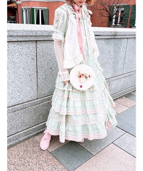 PINK HOUSE(ピンクハウス)の「ローズモチーフいっぱい配色ローンワンピース(ワンピース・レディース・キナリ/ブラック/ベージュ/ミント・フリー)」の6枚目の写真