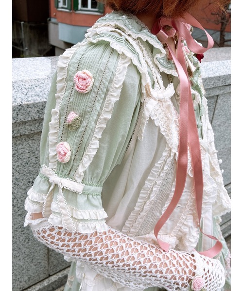 PINK HOUSE(ピンクハウス)の「ローズモチーフいっぱい配色ローンワンピース(ワンピース・レディース・キナリ/ブラック/ベージュ/ミント・フリー)」の14枚目の写真