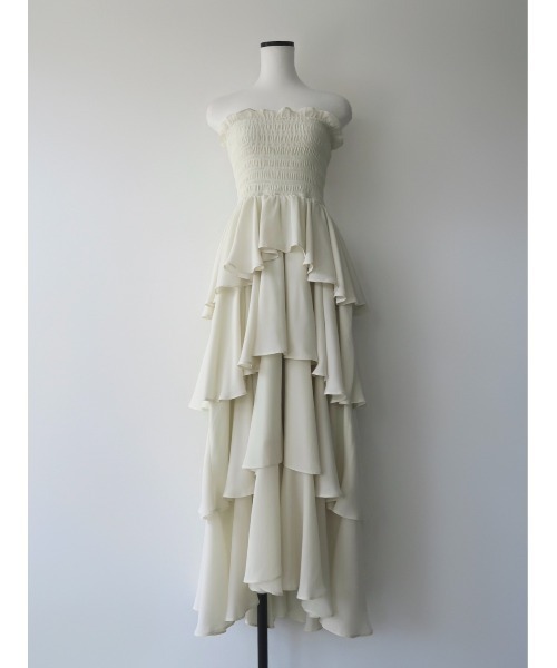 celon(セロン)の「frilly chiffon tiered dress(ワンピース・レディース・ブラック/ベージュ/アイボリー・SMALL/MEDIUM)」の13枚目の写真