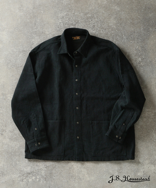 JOURNAL STANDARD J.S HOMESTEAD(ジャーナルスタンダードホームステッド)の「J.S.Homestead / コットン リネン ウエスト ポケット 短丈 シャツ(シャツ/ブラウス・メンズ・ブラウン系その他/カーキ/ベージュ/ブラック・MEDIUM/LARGE)」の1枚目の写真