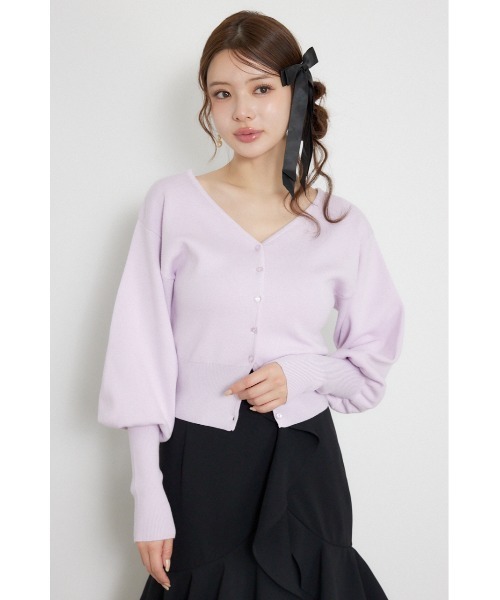 rienda（リエンダ）の「【AW先行アイテム】ウォッシャブルコンパクトニットカーディガントップス　秋服（カーディガン/ボレロ・レディース・レッド/ライトグレー/ライトピンク/ブラック・FREE）」の4枚目の写真