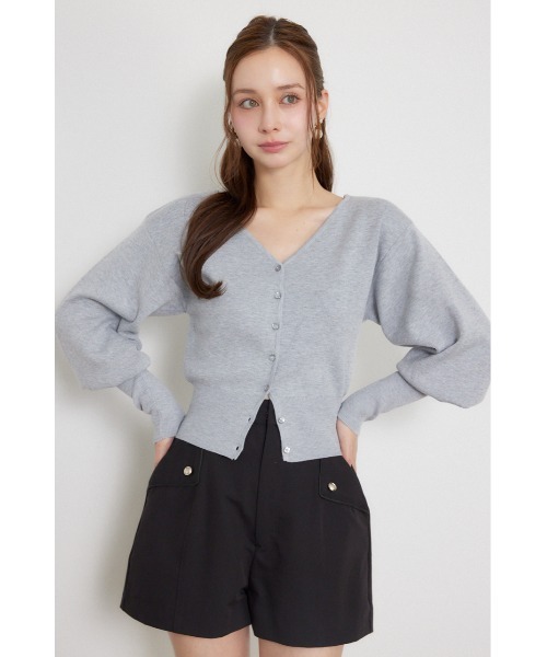 rienda（リエンダ）の「【AW先行アイテム】ウォッシャブルコンパクトニットカーディガントップス　秋服（カーディガン/ボレロ・レディース・レッド/ライトグレー/ライトピンク/ブラック・FREE）」の3枚目の写真