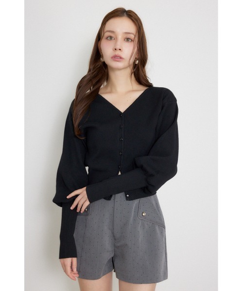 rienda（リエンダ）の「【AW先行アイテム】ウォッシャブルコンパクトニットカーディガントップス　秋服（カーディガン/ボレロ・レディース・レッド/ライトグレー/ライトピンク/ブラック・FREE）」の2枚目の写真