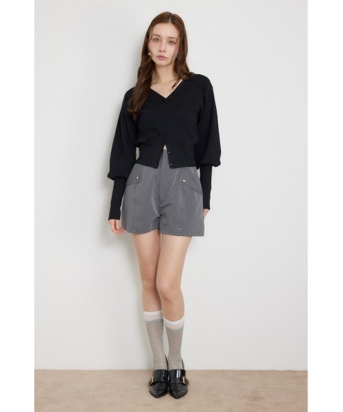 rienda（リエンダ）の「【AW先行アイテム】ウォッシャブルコンパクトニットカーディガントップス　秋服（カーディガン/ボレロ・レディース・レッド/ライトグレー/ライトピンク/ブラック・FREE）」の5枚目の写真