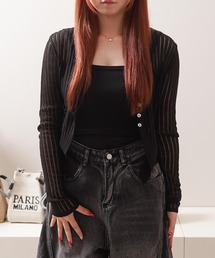 シアーニット クロップド カーディガン / Sheer Knit Cropped Cardigan