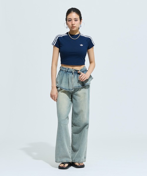 adidas(アディダス)の「SSTベビーティー / クロップド丈 / アディダスオリジナルス adidas Originals(Tシャツ/カットソー・レディース・ブルー・XX-LARGE/LARGE/MEDIUM/SMALL/X-LARGE/X-SMALL)」の2枚目の写真