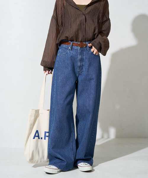 FREAK'S STORE(フリークスストア)の「限定展開 ストレート ライン デニム(デニムパンツ・レディース・ブルー/ネイビー/グレー・27/25/26)」の1枚目の写真