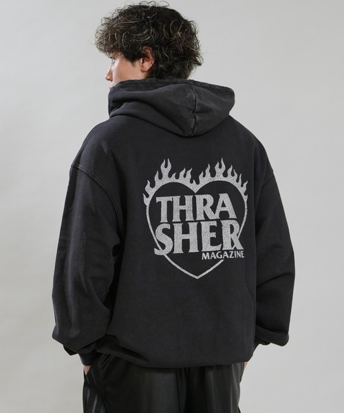 THRASHER（スラッシャー）の「【ムラサキスポーツ限定】THRASHER/スラッシャー プルオーバー パーカー 264TH1PK102（パーカー・メンズ・ブラック×イエロー/ブラック×ホワイト/ブラック×ブラック・M/L/XL）」の2枚目の写真