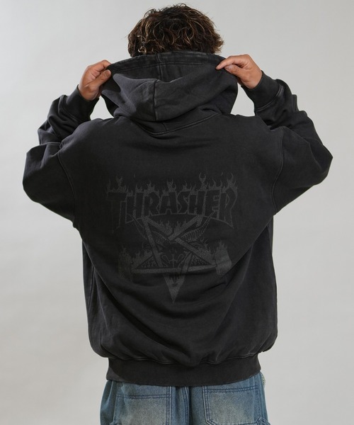 THRASHER（スラッシャー）の「【ムラサキスポーツ限定】THRASHER/スラッシャー プルオーバー パーカー 264TH1PK102（パーカー・メンズ・ブラック×イエロー/ブラック×ホワイト/ブラック×ブラック・M/L/XL）」の3枚目の写真