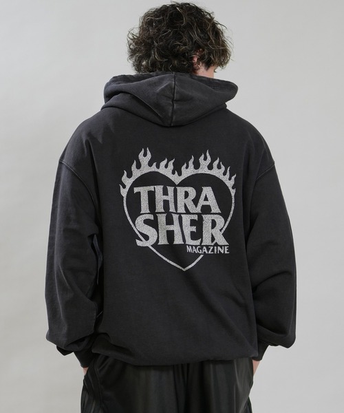THRASHER（スラッシャー）の「【ムラサキスポーツ限定】THRASHER/スラッシャー プルオーバー パーカー 264TH1PK102（パーカー・メンズ・ブラック×イエロー/ブラック×ホワイト/ブラック×ブラック・M/L/XL）」の5枚目の写真