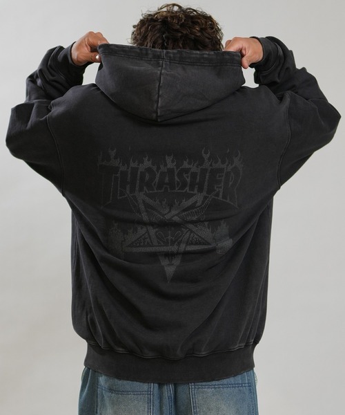 THRASHER（スラッシャー）の「【ムラサキスポーツ限定】THRASHER/スラッシャー プルオーバー パーカー 264TH1PK102（パーカー・メンズ・ブラック×イエロー/ブラック×ホワイト/ブラック×ブラック・M/L/XL）」の10枚目の写真