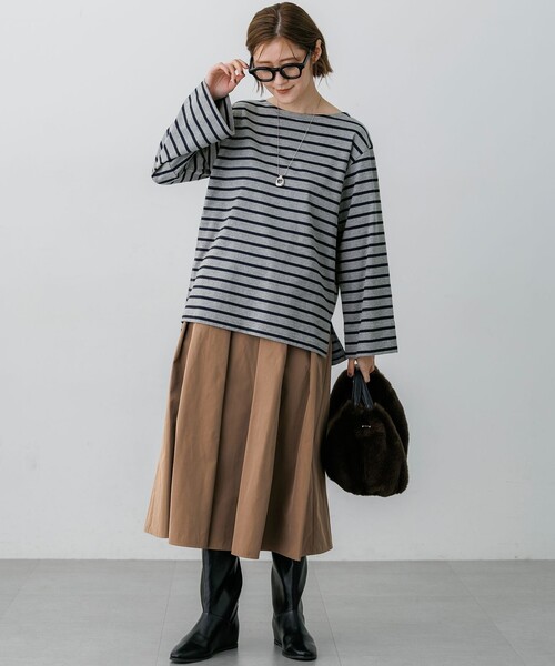 23区 L(ニジュウサンクオオキイサイズ)の「ワイドスリーブ Tシャツ(Tシャツ/カットソー・レディース・グレー系1/ホワイト系・44/46)」の10枚目の写真