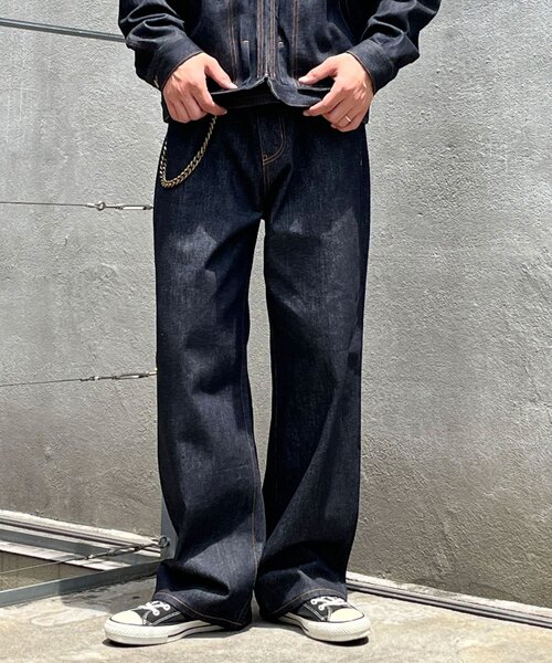 CIAOPANIC(チャオパニック)の「【cian denim/シアンデニム】ルーズストレートデニム(デニムパンツ・メンズ・インディゴブルー/ブラウン/グレー・MEDIUM/SMALL/LARGE)」の3枚目の写真