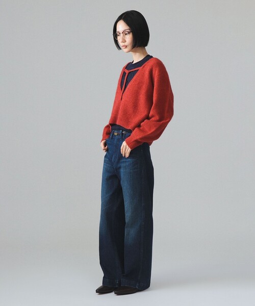 maturely（マチュアリー）の「maturely / フォックスミックス ブイ＆クルー ニット（カーディガン/ボレロ・レディース・グレー/オレンジ・ONE SIZE）」の4枚目の写真