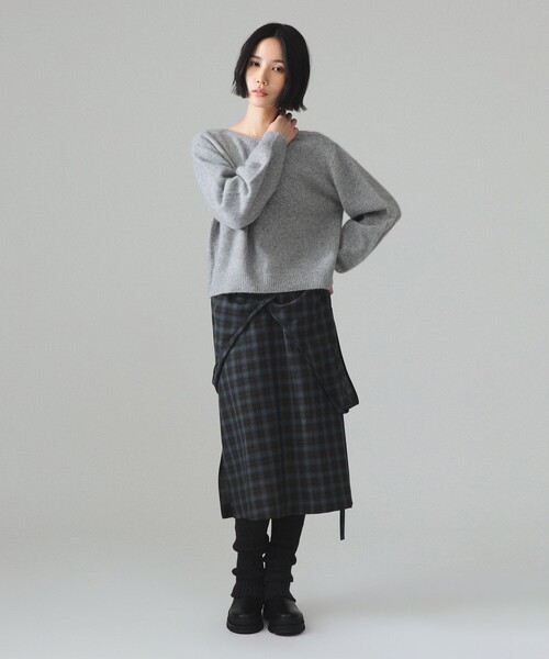 maturely（マチュアリー）の「maturely / フォックスミックス ブイ＆クルー ニット（カーディガン/ボレロ・レディース・グレー/オレンジ・ONE SIZE）」の7枚目の写真