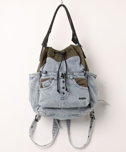 Desigual（デシグアル）の「Reworked denim patchwork backpack / リワークドデニムパッチワークバックパック（バックパック/リュック・レディース・ブルー・FREE）」の4枚目の写真