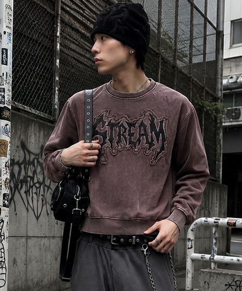SPINNS(スピンズ)の「短丈ピグメント加工スウェット/パッチワークロゴ/ユニセックス(スウェット・メンズ・ブラック/カーキ/ピンク/ブラウン・ONESIZE)」の3枚目の写真
