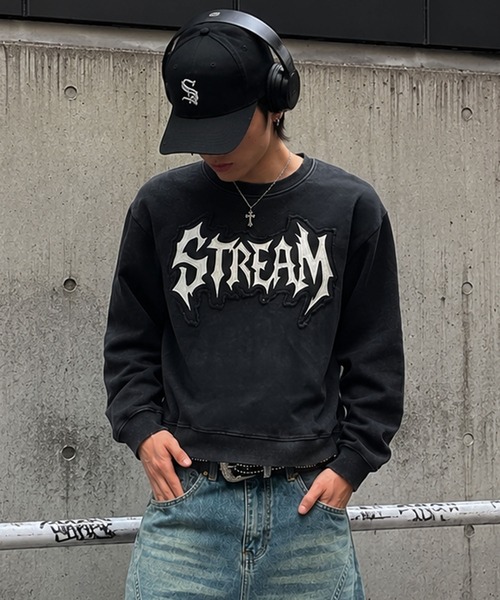 SPINNS(スピンズ)の「短丈ピグメント加工スウェット/パッチワークロゴ/ユニセックス(スウェット・メンズ・ブラック/カーキ/ピンク/ブラウン・ONESIZE)」の2枚目の写真