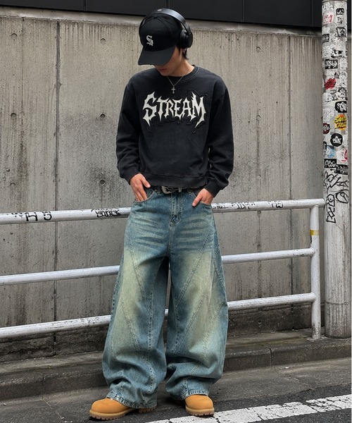 SPINNS(スピンズ)の「短丈ピグメント加工スウェット/パッチワークロゴ/ユニセックス(スウェット・メンズ・ブラック/カーキ/ピンク/ブラウン・ONESIZE)」の21枚目の写真