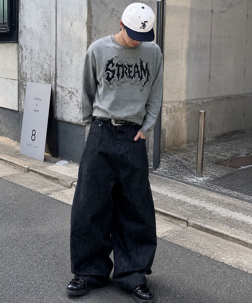 SPINNS(スピンズ)の「短丈ピグメント加工スウェット/パッチワークロゴ/ユニセックス(スウェット・メンズ・ブラック/カーキ/ピンク/ブラウン・ONESIZE)」の14枚目の写真