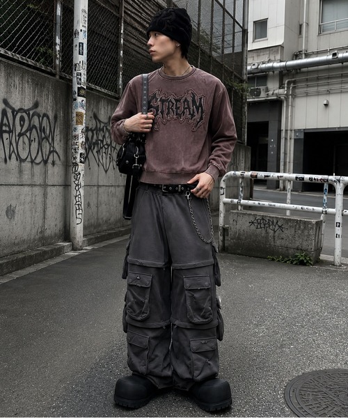 SPINNS(スピンズ)の「短丈ピグメント加工スウェット/パッチワークロゴ/ユニセックス(スウェット・メンズ・ブラック/カーキ/ピンク/ブラウン・ONESIZE)」の16枚目の写真