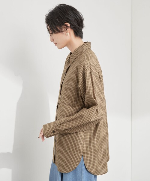 OPAQUE.CLIP(オペークドットクリップ)の「チェック柄シャツ【洗濯機OK】(シャツ/ブラウス・レディース・チャコールグレー/ブラウン系9・42/40/38)」の12枚目の写真