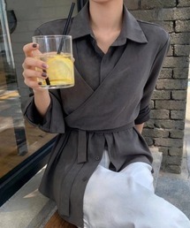 クロスリボンコーデュロイ長袖トップス