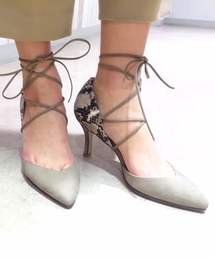 LE TALON | GRISE 7.5cmレザーレースアップドルセーパンプス◆(パンプス)