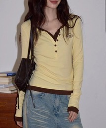 Vipoa（ヴィポア）の「Heart logo embroidery layer tops（Tシャツ/カットソー）」