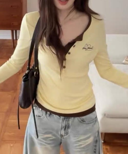 Vipoa(ヴィポア)の「Heart logo embroidery layer tops(Tシャツ/カットソー・レディース・イエロー・FREE)」の16枚目の写真