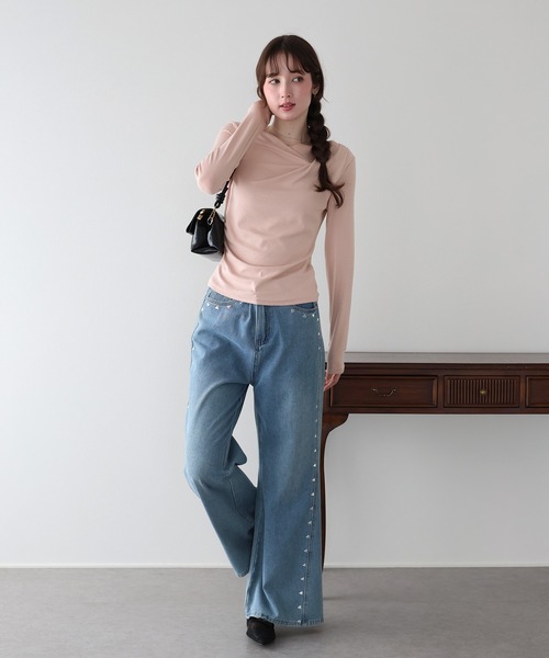 BLUEEAST(ブルーイースト)の「ドレープロングTシャツ(Tシャツ/カットソー・レディース・ホワイト/ブラック/ピンク・MEDIUM)」の22枚目の写真