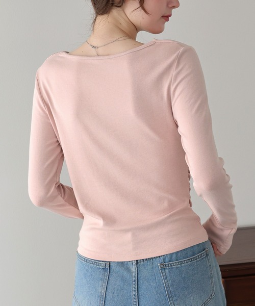 BLUEEAST(ブルーイースト)の「ドレープロングTシャツ(Tシャツ/カットソー・レディース・ホワイト/ブラック/ピンク・MEDIUM)」の18枚目の写真