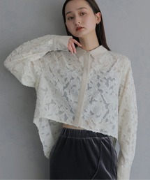 【&g'aime 】ジャガードテールカットシャツ Jacquard Tail Cut Shirt
