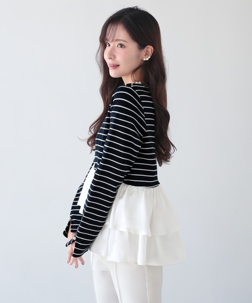 Mirenue(ミレニュー)の「ボーダーフリルペプラムトップス(その他トップス・レディース・ホワイト/ネイビー/チャコール・FREE)」の17枚目の写真