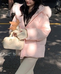 エコファーフード付き中綿ミドルブルゾン