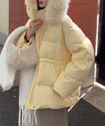 エコファーフード付き中綿ミドルブルゾン