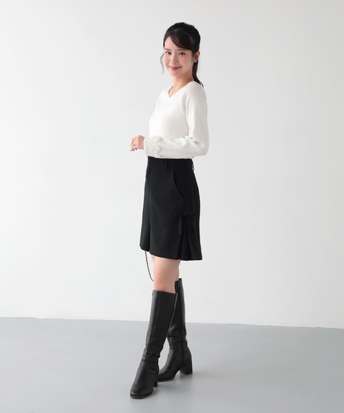 Fit more(フィットモア)の「サイドタックリボンショートパンツ(その他パンツ・レディース・ブラック/アイボリー・M/S)」の9枚目の写真