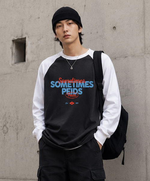 PEID(ペイド)の「PD サムタイム ラグラン長袖Tシャツ 4Color(Tシャツ/カットソー・レディース・ブラック/ホワイト/チャコールグレー/アッシュグレー・LARGE/X-LARGE)」の5枚目の写真