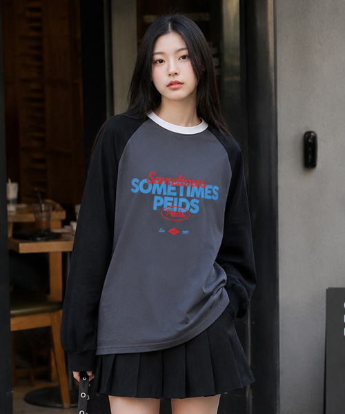 PEID(ペイド)の「PD サムタイム ラグラン長袖Tシャツ 4Color(Tシャツ/カットソー・レディース・ブラック/ホワイト/チャコールグレー/アッシュグレー・LARGE/X-LARGE)」の6枚目の写真